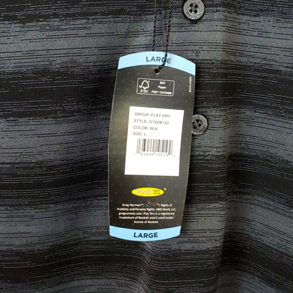 NWT Greg Norman Silver / Grey Stripe Button Polo - Picture 5 of 6